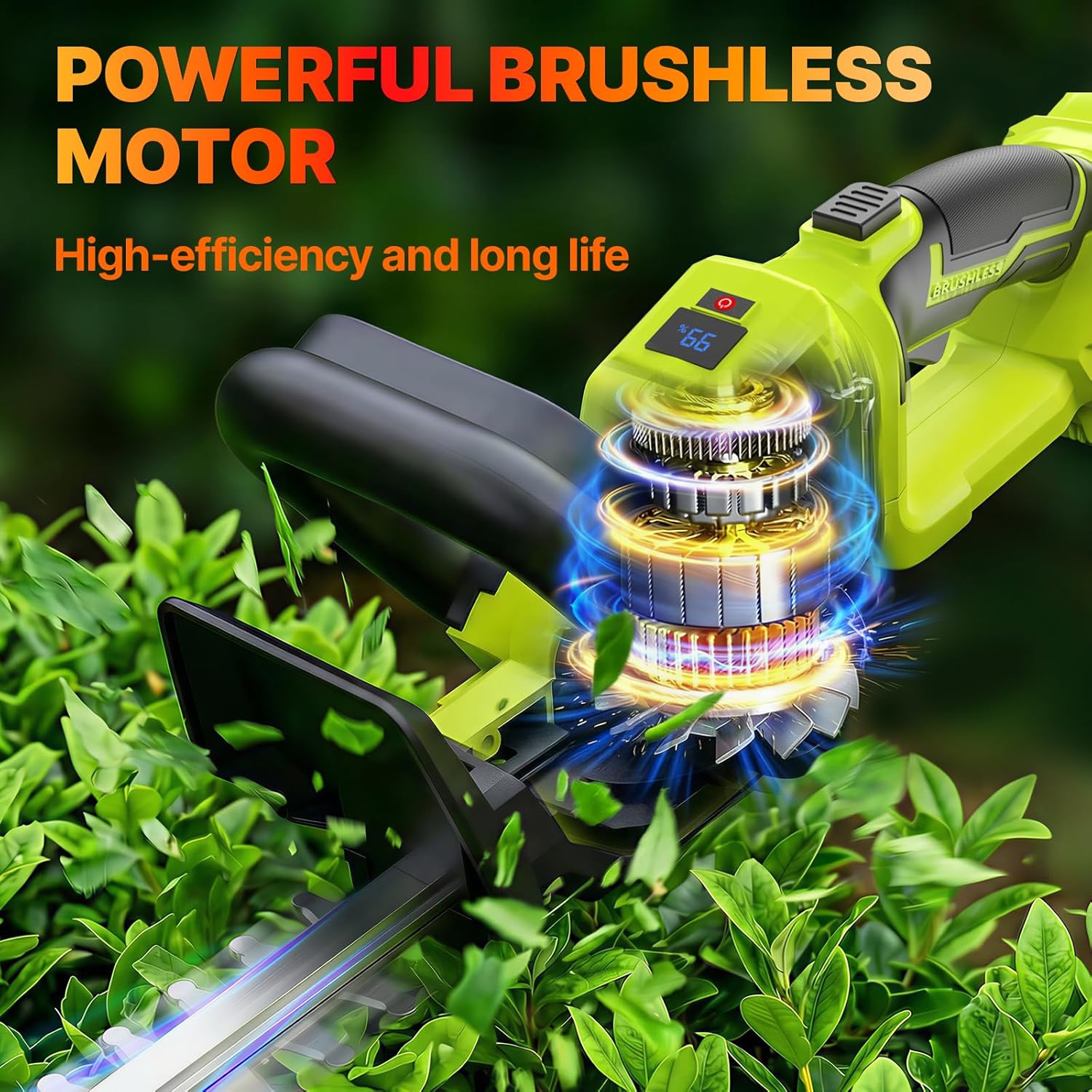 20-Inch Brushless Cordless Hedge Trimmer with 2×3.0Ah Battery, 21V Electric Bush & Shrub Trimmer with Display