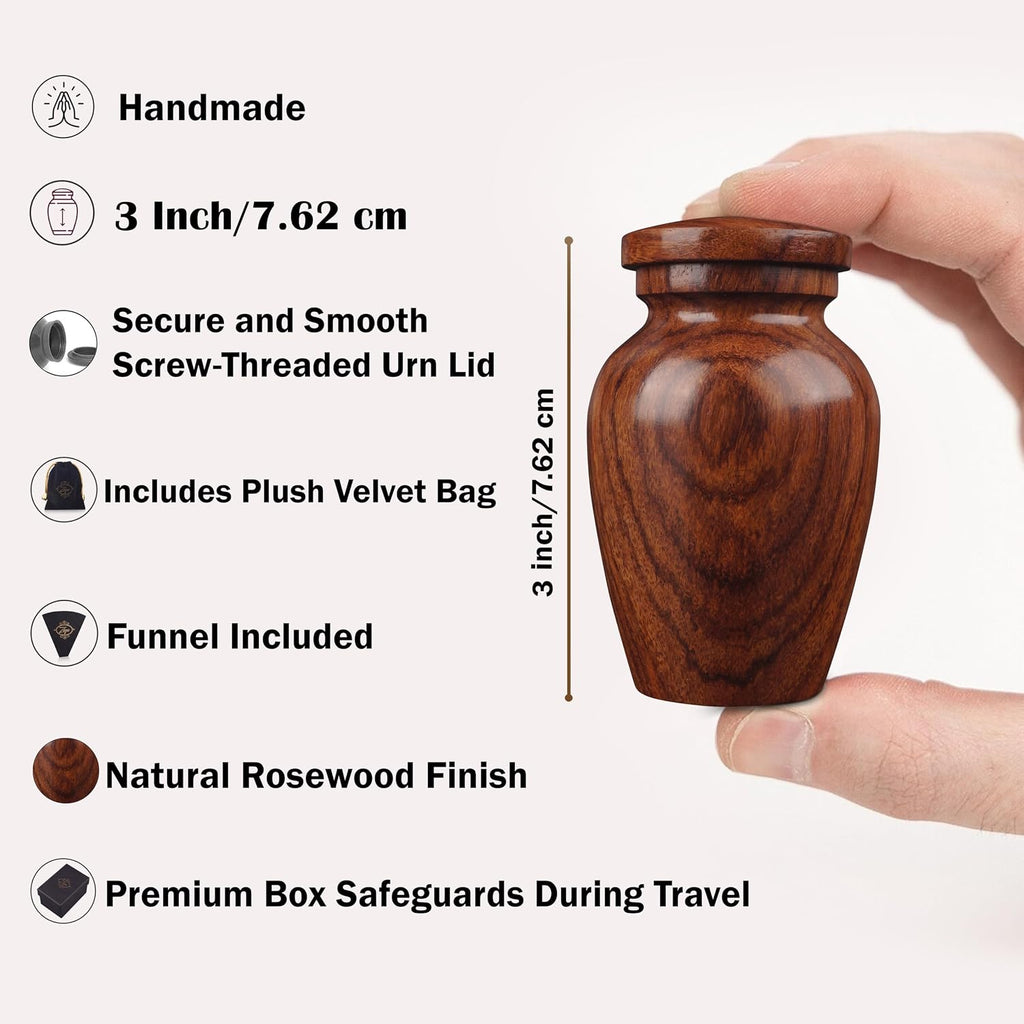 Wooden Cremation Small Urns for Human Ashes Keepsake Adult Male Female - Mini Urn for Ashes for Women Men Child