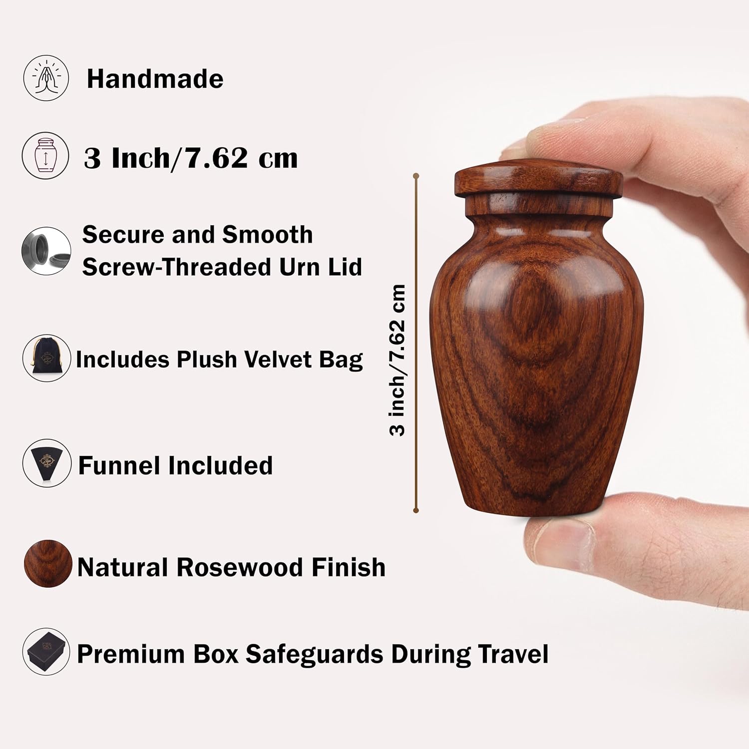 Wooden Cremation Small Urns for Human Ashes Keepsake Adult Male Female - Mini Urn for Ashes for Women Men Child
