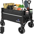 Collapsible Wagon Cart with Wheels Foldable - Folding Utility Heavy Duty Wagons Carts for Grocery Sports Garden