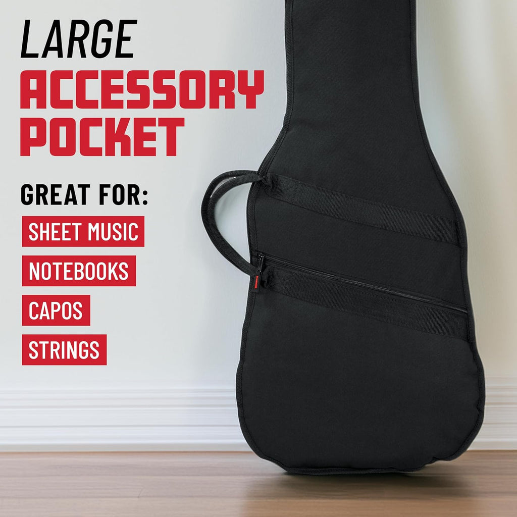 Cases Padded Standard Electric Guitar Gig Bag (GBE-ELECT) | Fits up to 40.3" Length Water-Resistant Nylon 10mm