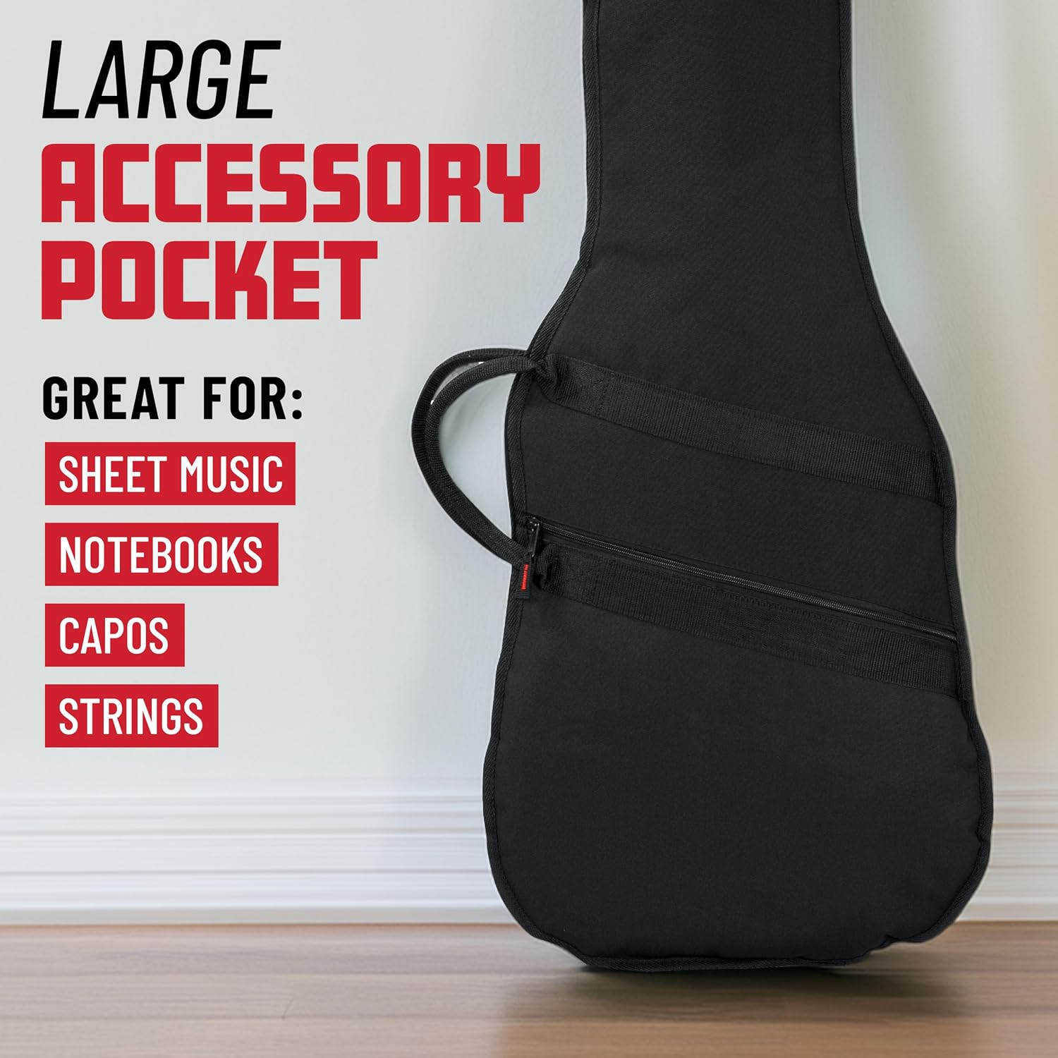 Cases Padded Standard Electric Guitar Gig Bag (GBE-ELECT) | Fits up to 40.3" Length Water-Resistant Nylon 10mm