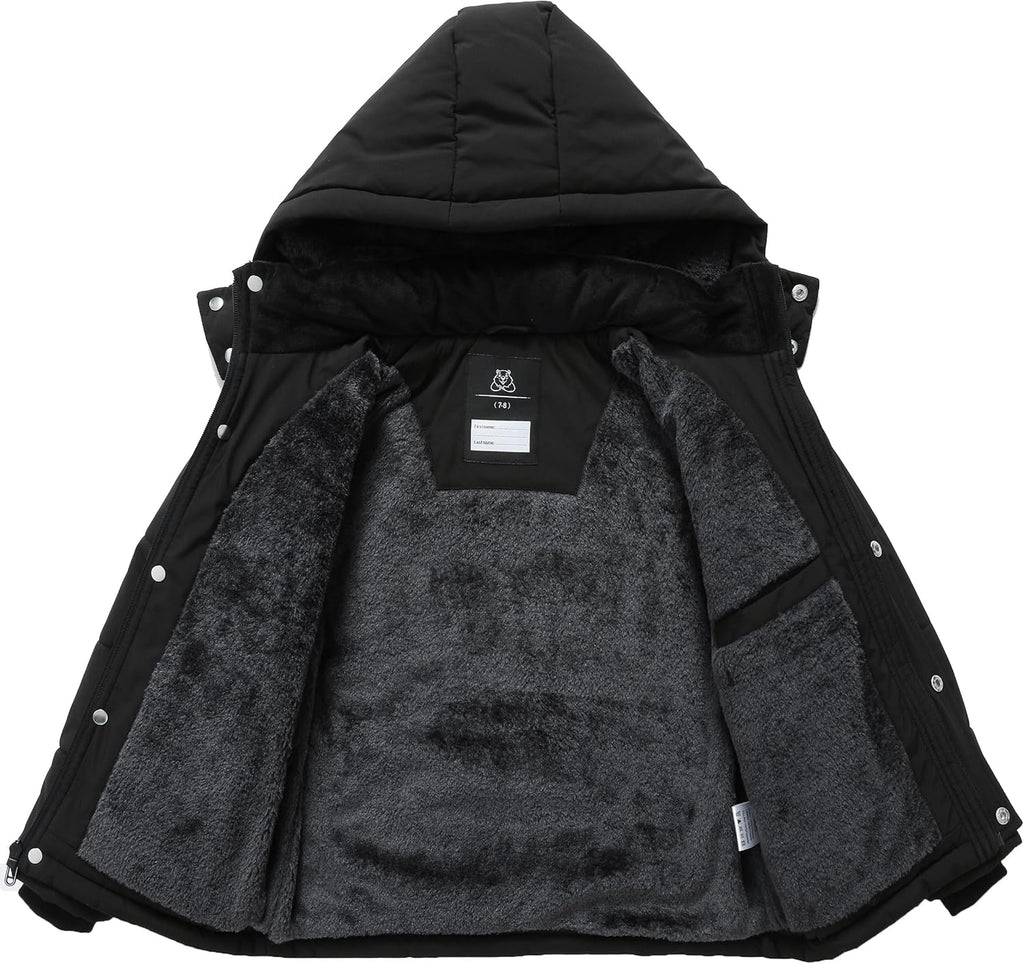 Boy's Waterproof Winter Jacket Warm Puffer Coat Fleece-Lined Parka | Insulated Outerwear Detachable Hood Down Jackets