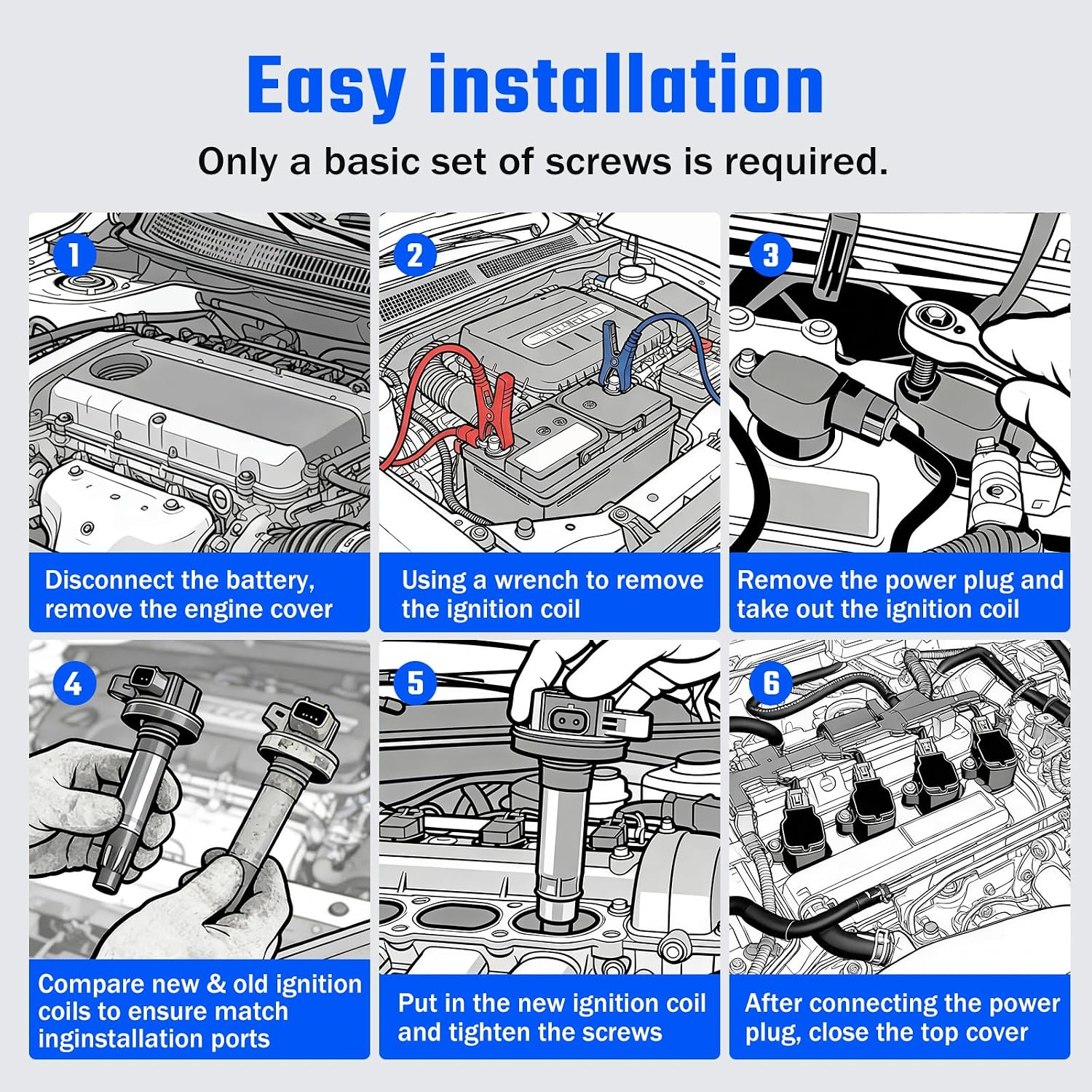 Coil Pack & Spark Plug & Wire Set Compatible with C240 2001-2005 | for C280 98-00 | C320 01-05 | CLK320 98-05 | E320