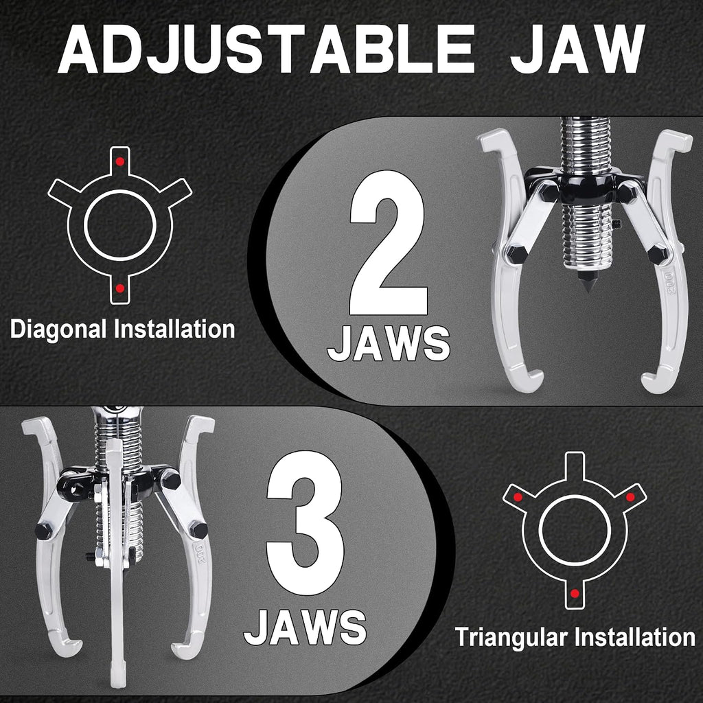 10-Ton Hydraulic Gear Puller with 2 & 3 Jaw 10" Reach
