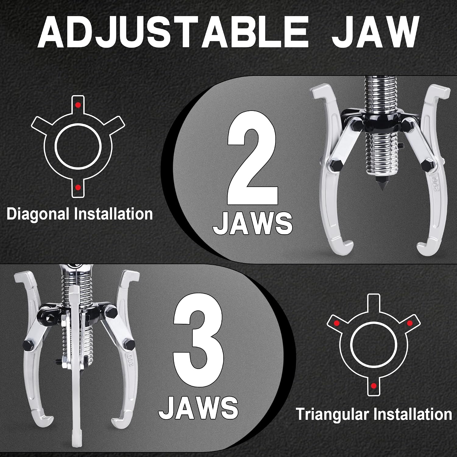 10-Ton Hydraulic Gear Puller with 2 & 3 Jaw 10" Reach