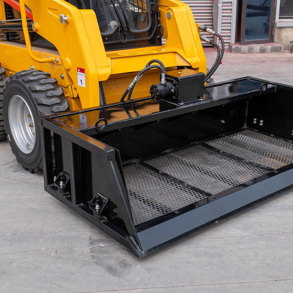 59.05"/1500mm Topsoil Screening Bucket Attachment for Skid Steer, Vibration Funnel Sifting Bucket for Bobcat Loaders