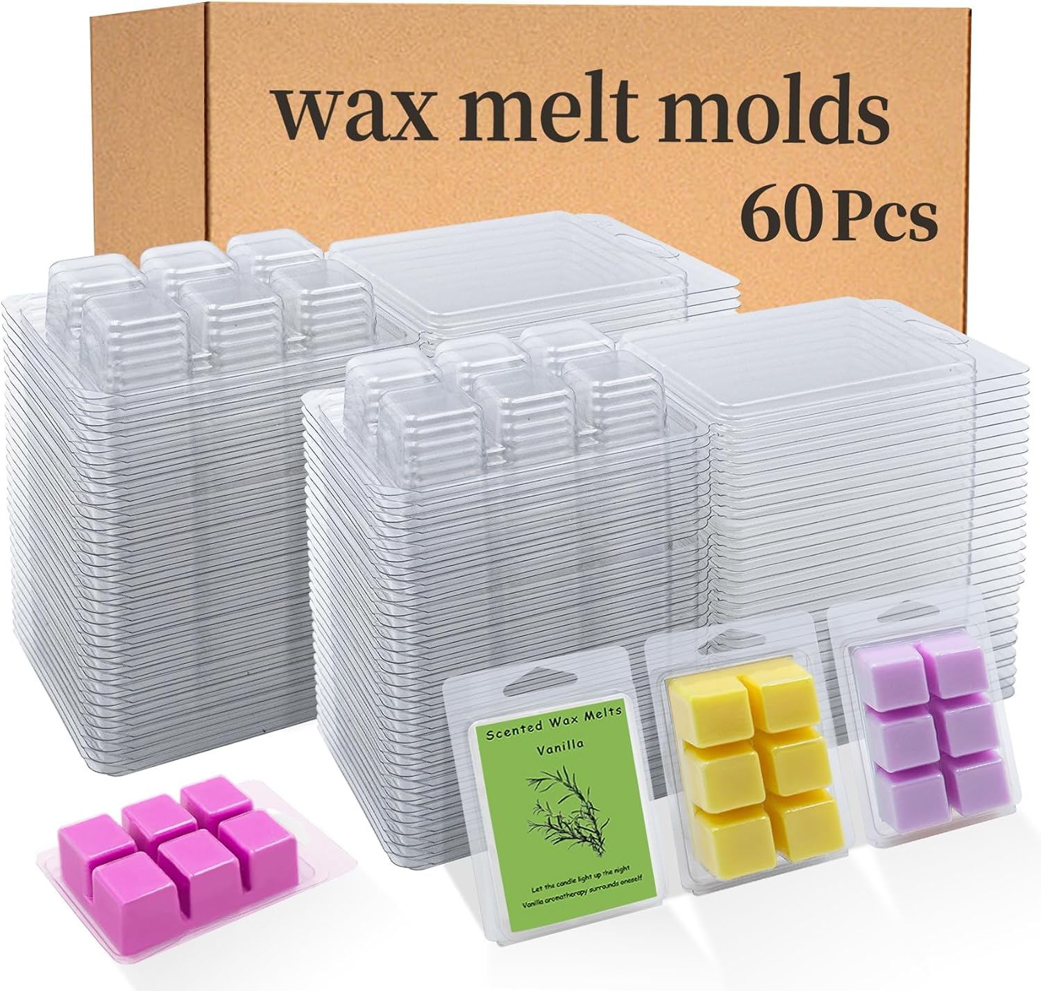 Thickened Wax Melt Molds Containers Clamshells for Wax Melts | Wax Tart Packaging for Enterprises or Households,Wax