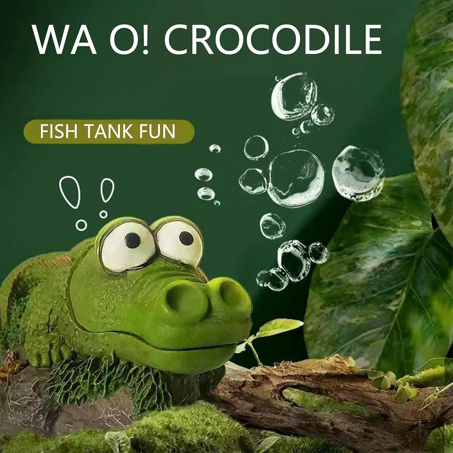 Aquarium Alligator Hippo Bubbler Decorations with Air Stone – Fish Tank Bubbler Ornament for Oxygen Bubble Effect