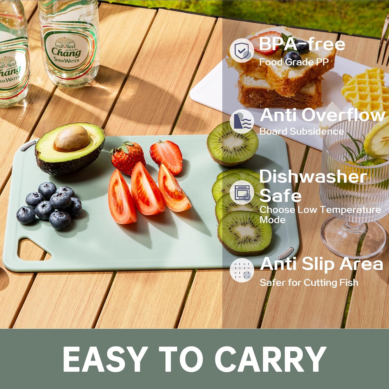 Plastic Cutting Board Set of 3-Cutting Boards for Kitchen BPA Free, Large-Small Chopping Boards Non-Slip for Cooking