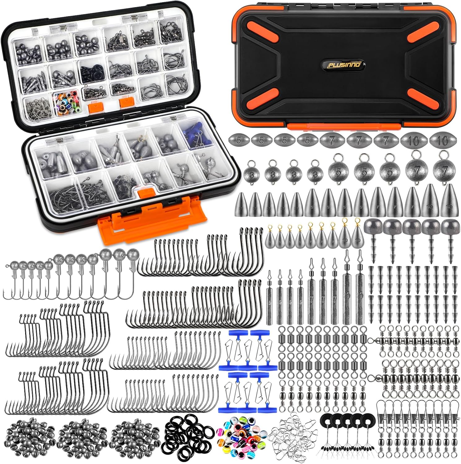 264/397pcs Fishing Accessories Kit, Organized Fishing Tackle Box with Tackle Included, Fishing Hooks, Fishing Weights