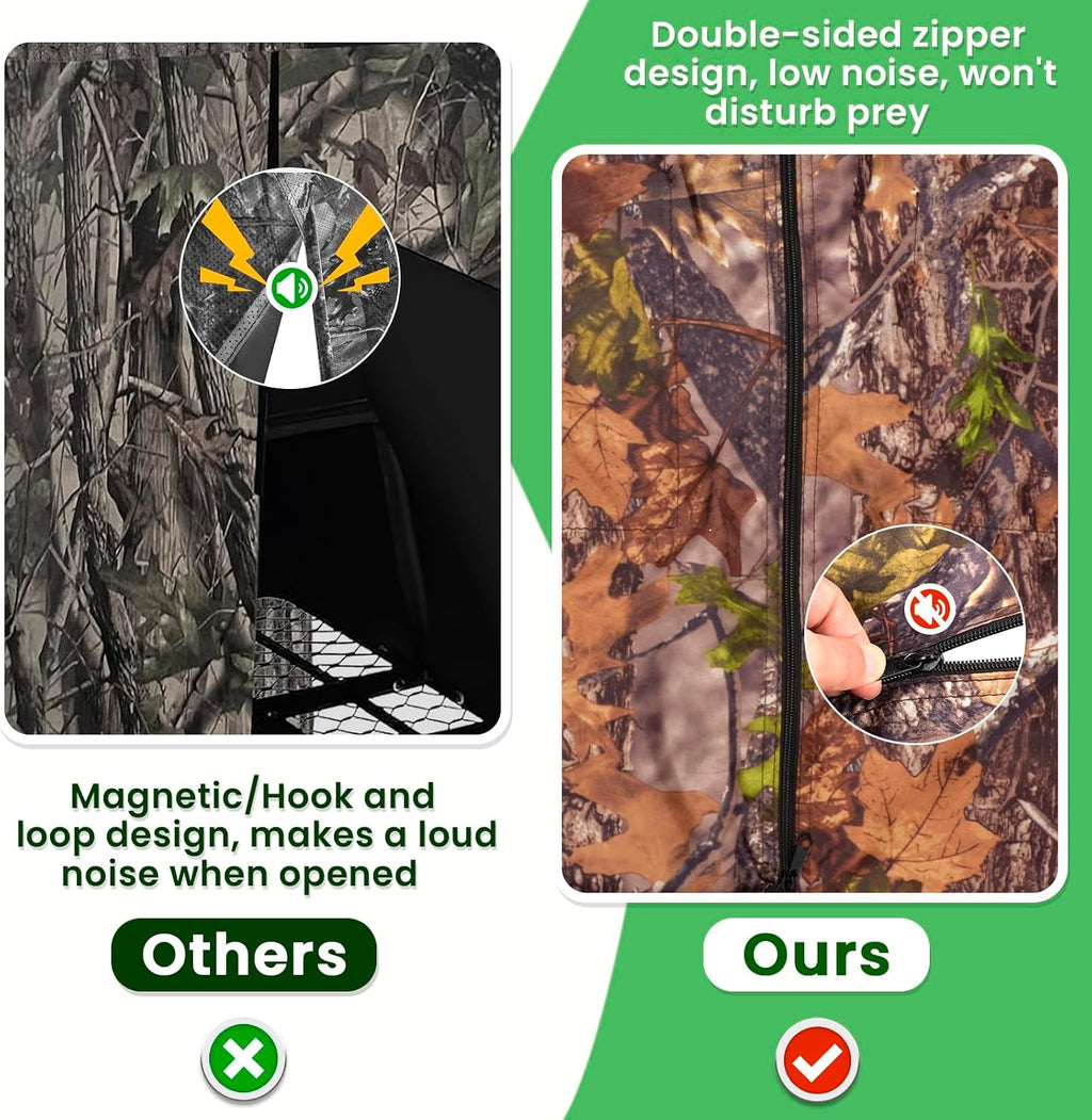 Hunting Tree Stand Blind Cover - 110"x40" Big 2-3 Person Treestand Camo Blind Cover, Universal Camouflage Ground