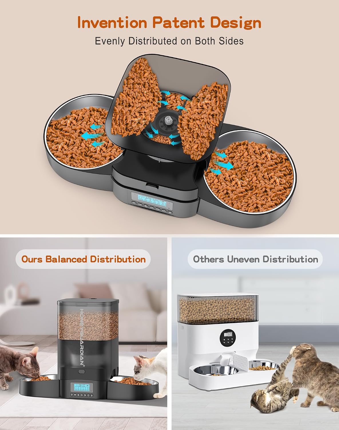 Automatic Cat Feeder for 2 Cats,Cat Food Dispenser