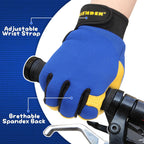 Kids Leather Work Gloves, Touchscreen Safety Glove Age 3-6, Blue, S
