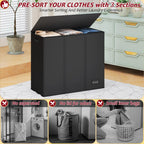 195L Laundry Hamper 3 Section,Large Laundry Hamper with Lid,Dirty Clothes Hamper with 3 Inner Bags,Collapsible