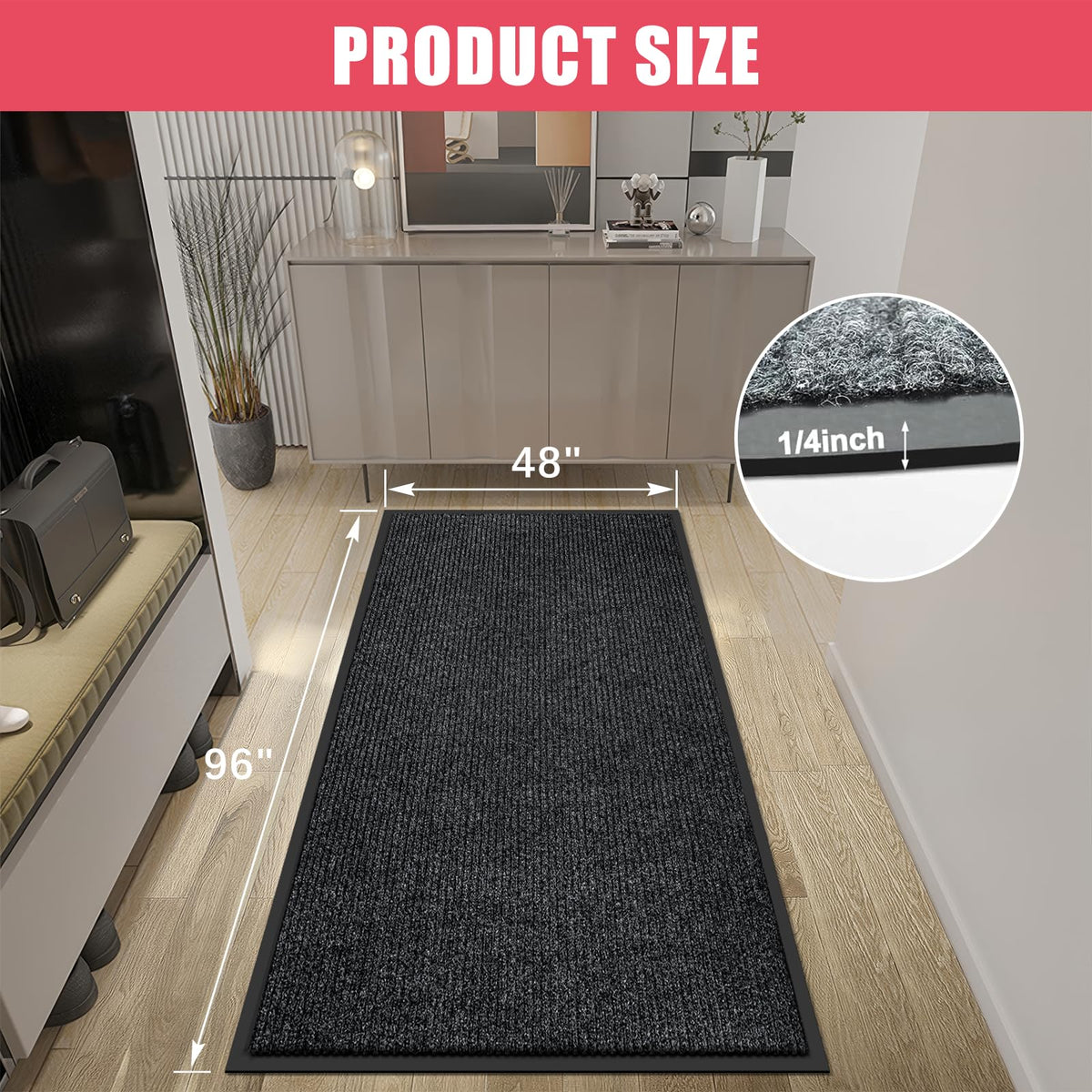 Front Door Mat, 4'x8' Indoor Outdoor Entrance Mat