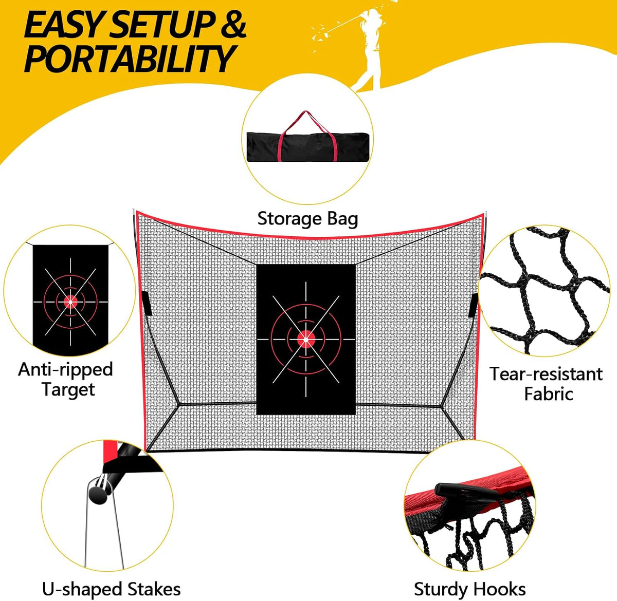 10 x 7 FT Heavy Duty Golf Net with Mat for Backyard Driving