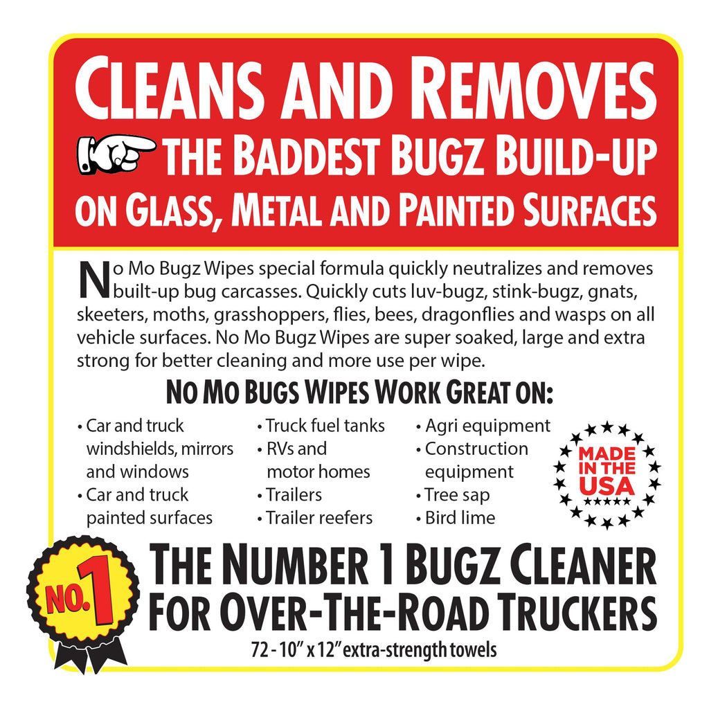 No Mo Bugz Wipes - Heavy Duty Bug Remover Wipes
