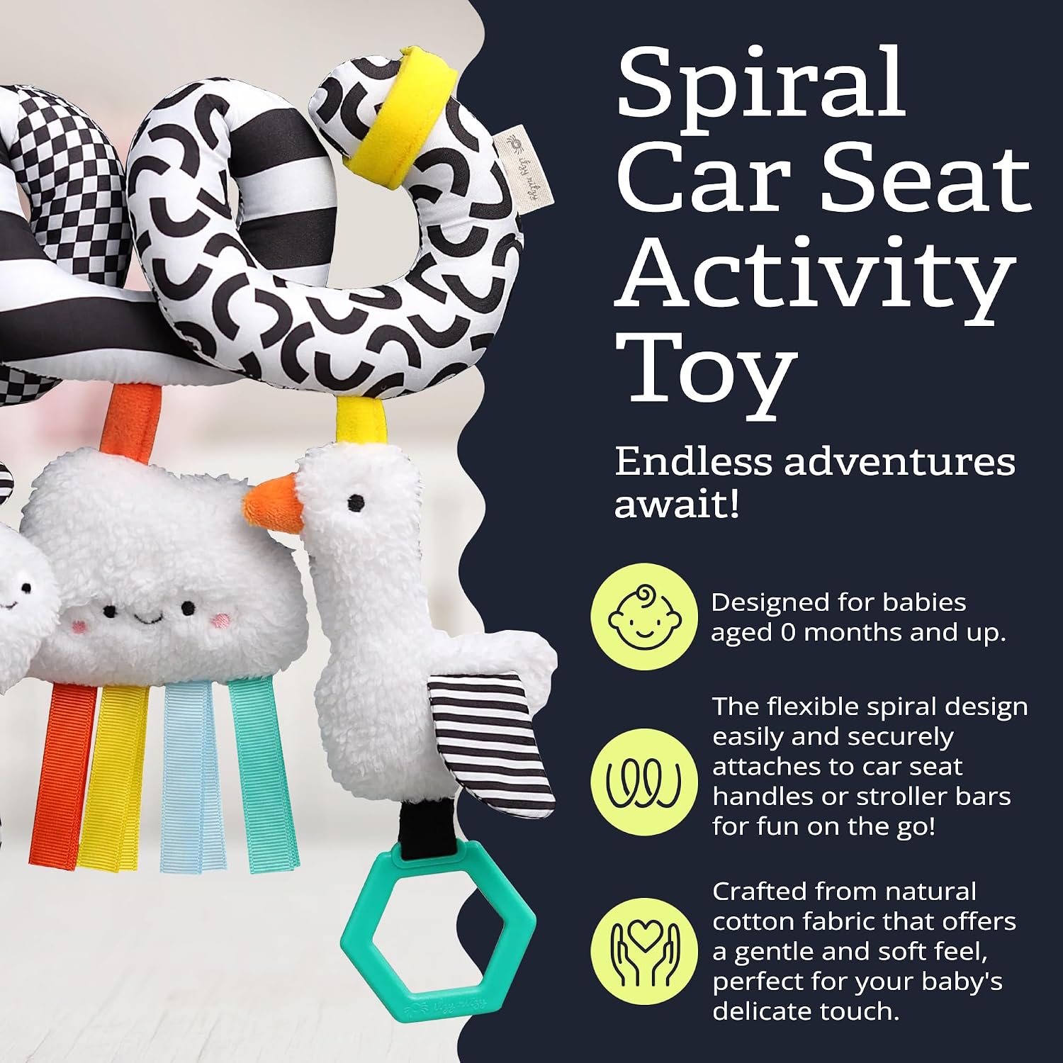 Itzy Ritzy Spiral Car Seat & Stroller Activity Toy - Stroller & Car Seat Toys for Ages 0 Months and Up - Hanging Toys