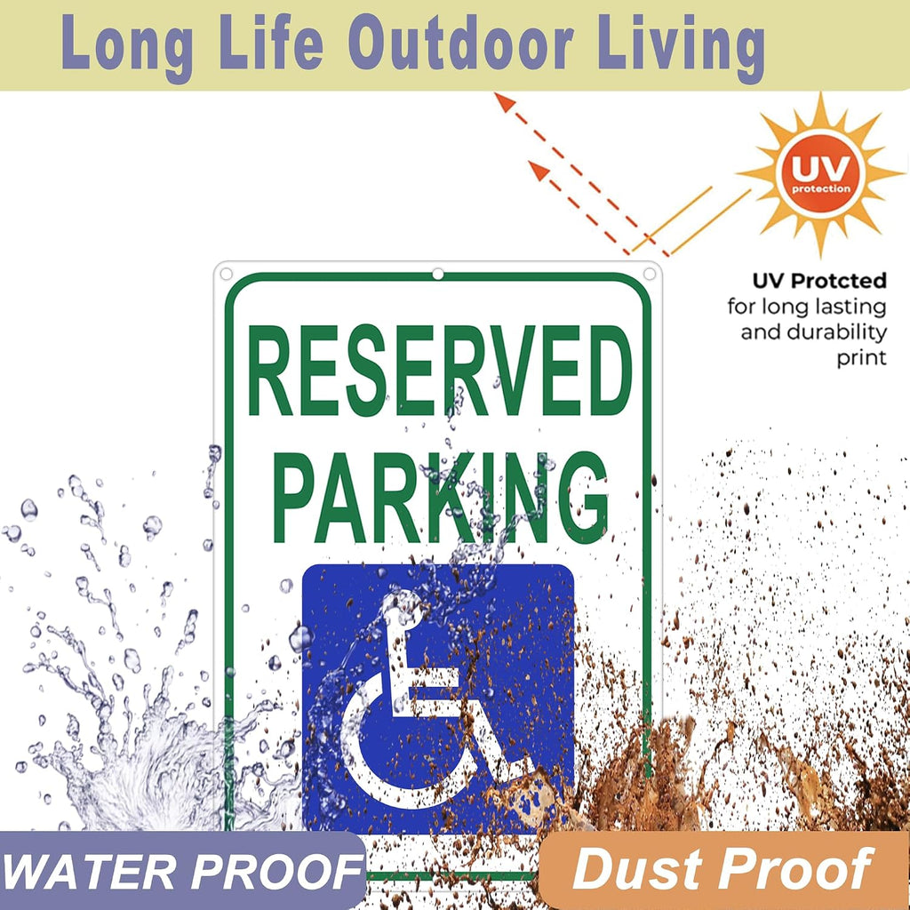 (2Pack) Reserved Parking Sign, Handicap Parking Sign, 14 x 10 x 0.04 in, Reflective Rust Free Aluminum, Weather