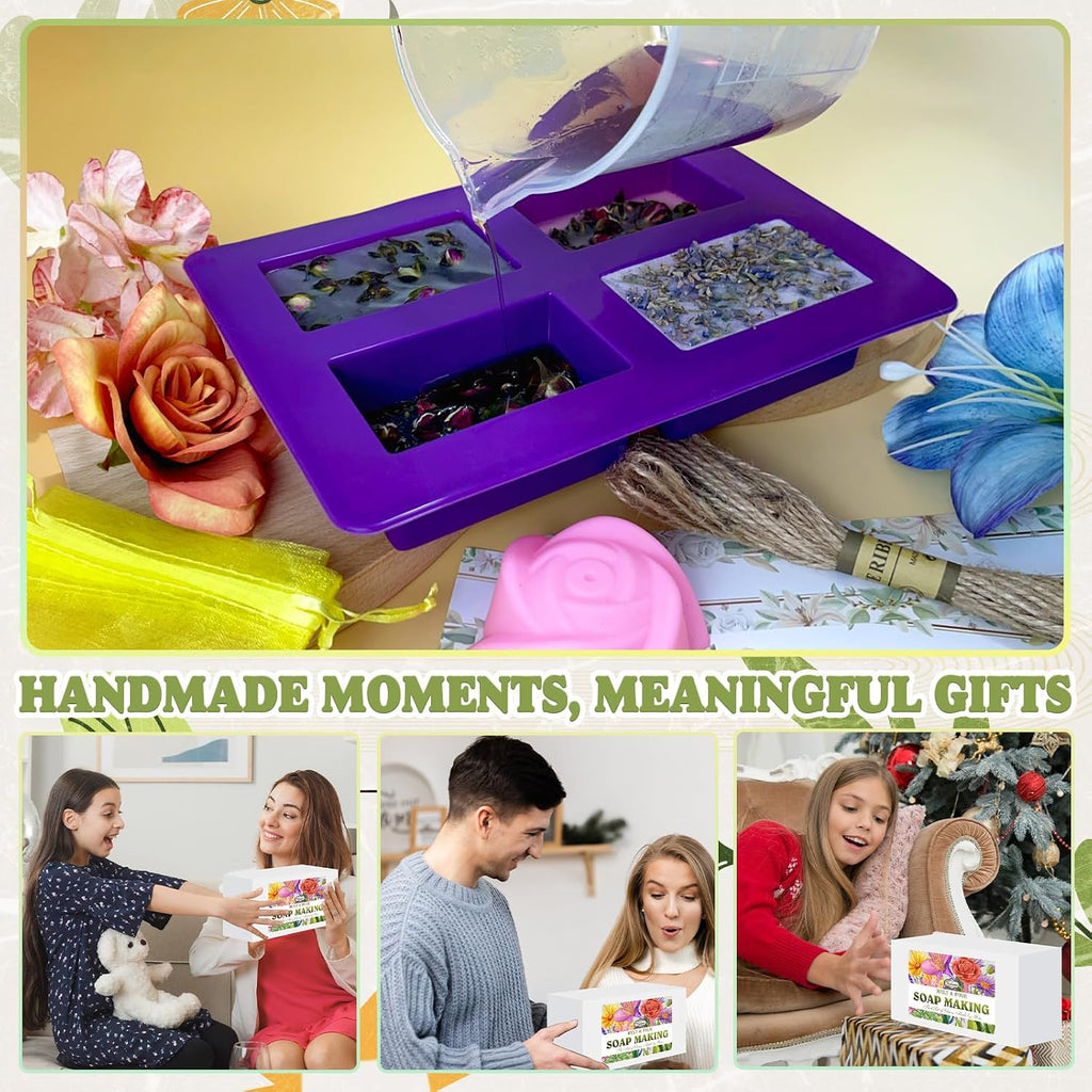 Soap Making Kit, Soap Making Kit for Adults - Shea Butter Glycerin Melt and Pour Soap Base, Molds, Dye, Fragrances