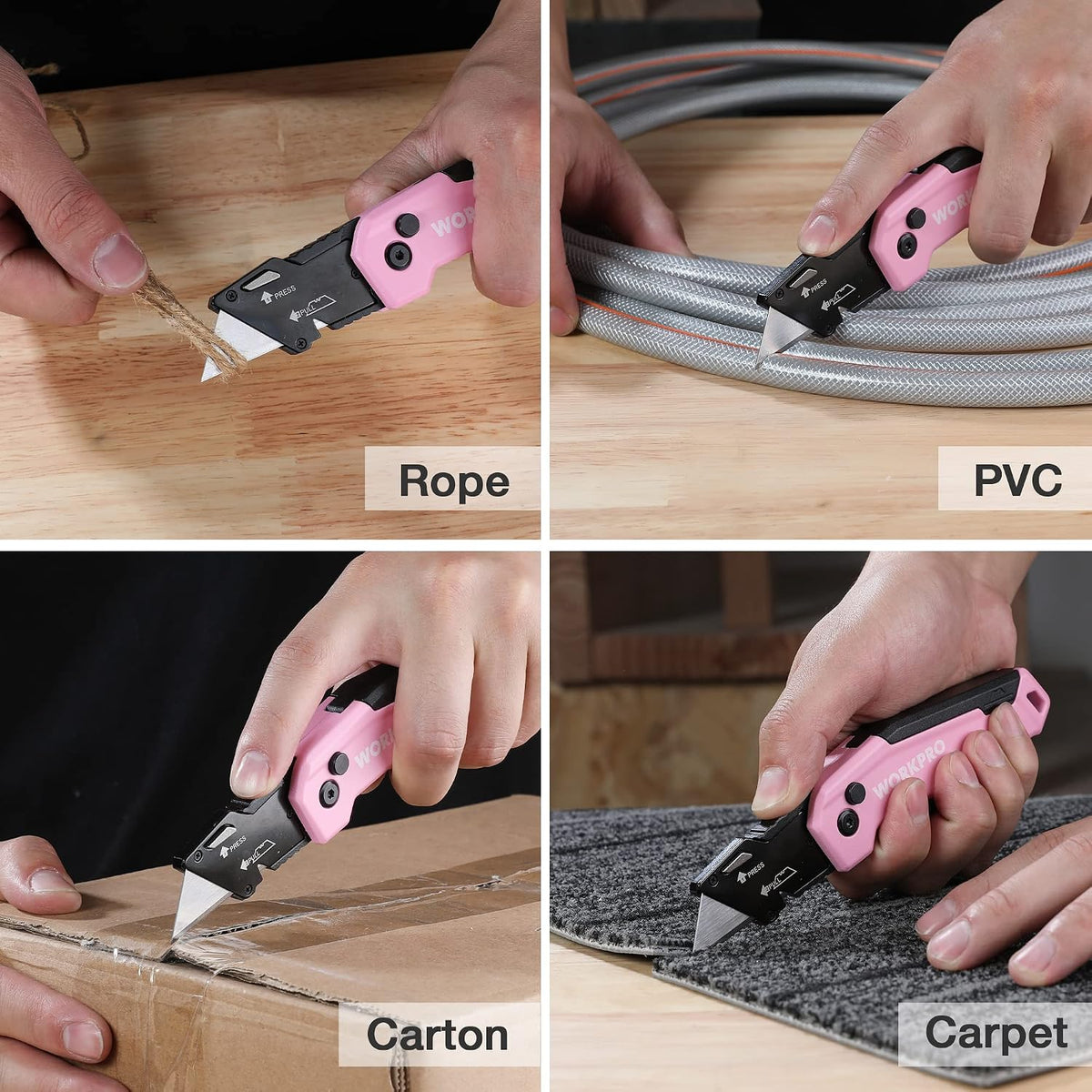 Folding Utility Knife, Quick Change Box Cutter, Pink Ribbon