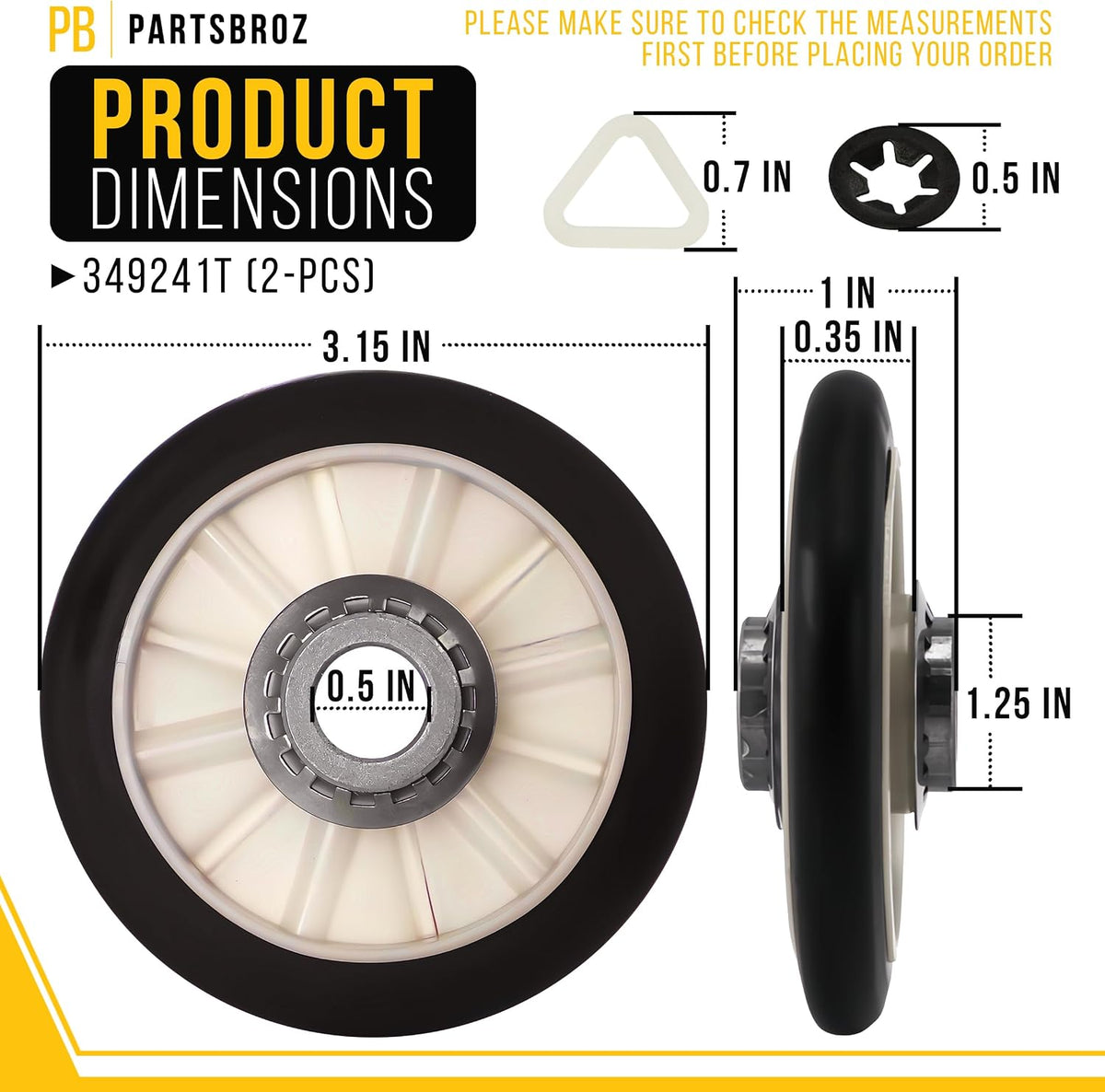 Dryer Drum Rollers for Maytag MGDC400VW0 (2-Pack)
