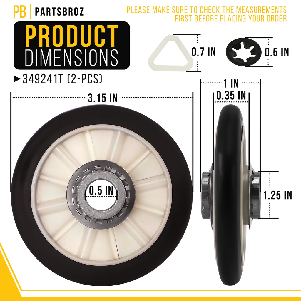 Dryer Drum Rollers for Maytag MGD5707TQ1 (2-Pack)