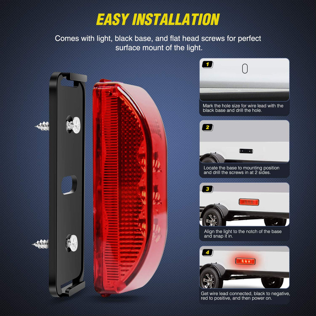 Side Marker Lights 10PCS 3.9" 3 LED Red Amber Indicator Lights