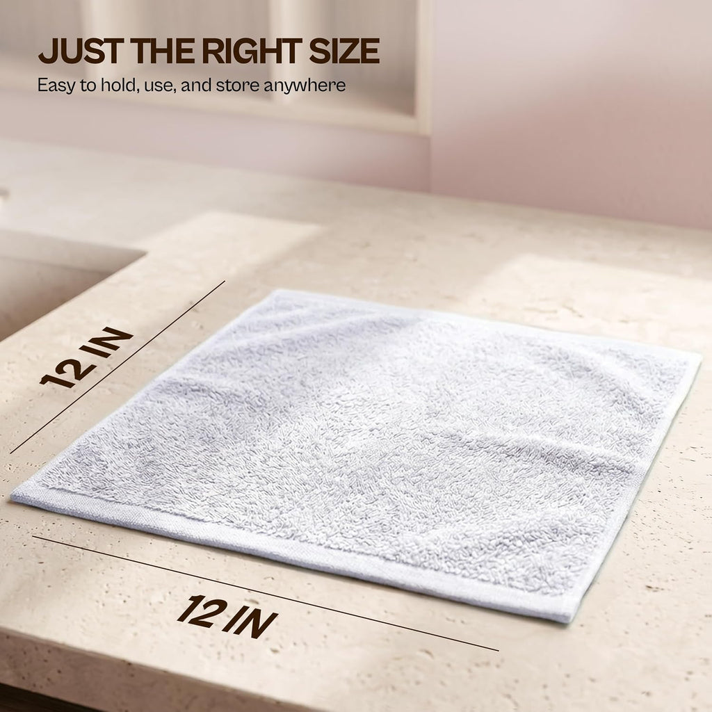 24 Pack Cotton Washcloths Set, 100% Ring Spun Cotton, Premium Quality Flannel Face Cloths, Highly Absorbent and Soft
