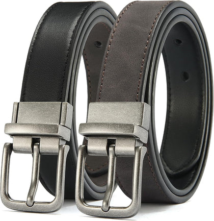 1" Boys Reversible Dress Belt 1 Piece - Leather Belt for Kids | 1 Belt, 2 Colors, Classic Style, Trim-to-fit
