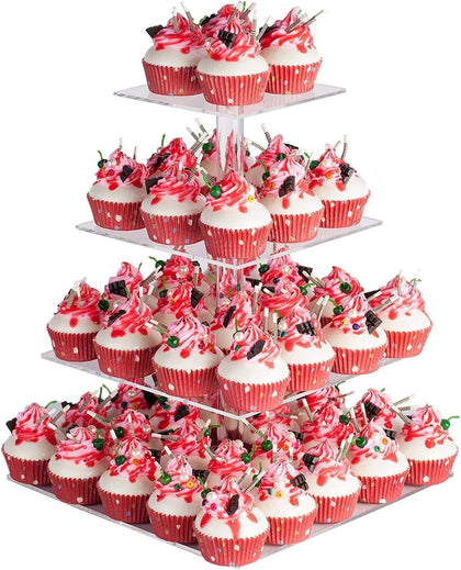 4 Tier Acrylic Cupcake Stand, Premium Cupcake Holder, Acrylic Cupcake Tower Display Cady Bar Party Décor â Display