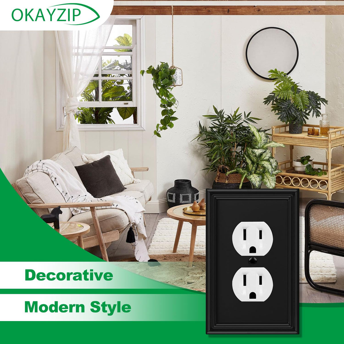 Matte Black Decorative Outlet Covers Wall Plates - 4 Pack