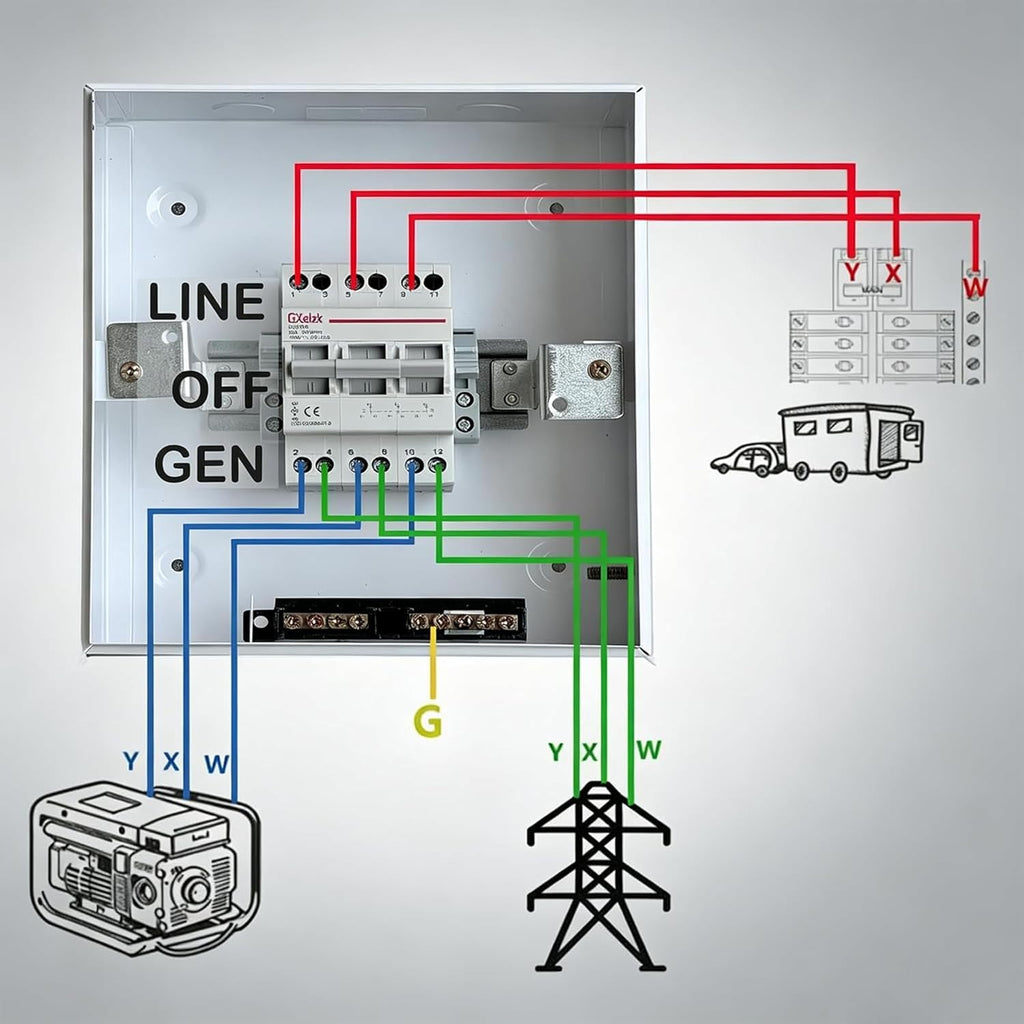 Manual Transfer Switch 30A Generator Transfer Switch 120/240V,7500W Capacity, 3-Pole, for Portable Generator