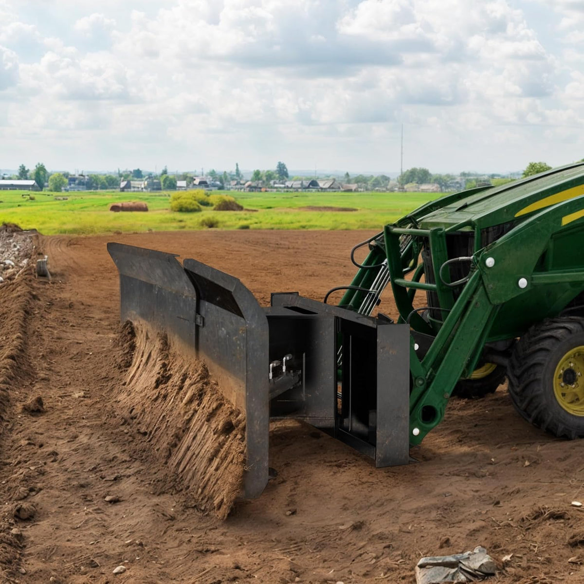 74" Snow Plow Blade Hydraulic Skid Steer Dozer Blade, Universal Skid Steer Attachment, Adjustable, Hydraulic Dozer