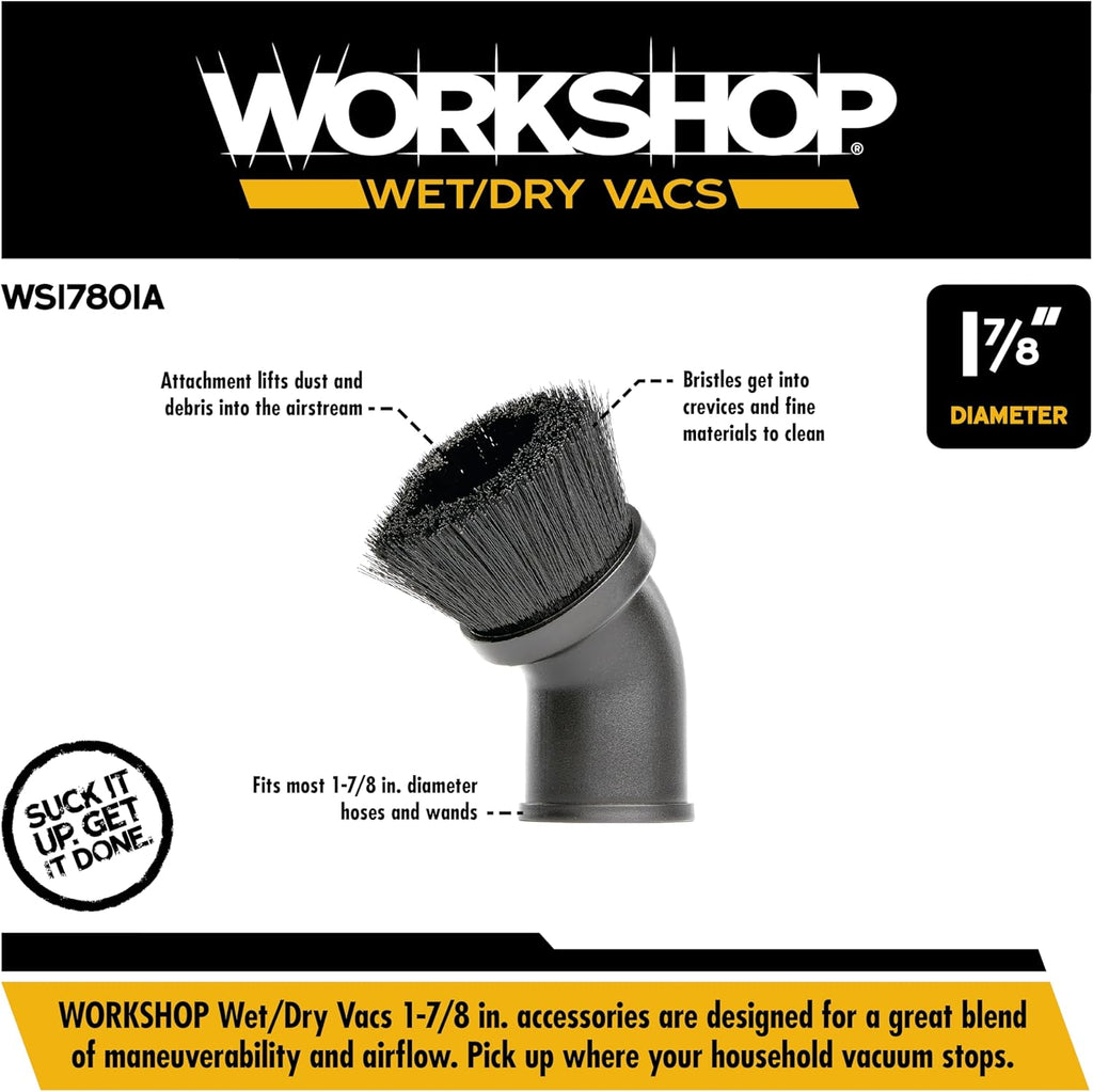 Shop Vacuum Accessories WS17801A Dusting Brush Attachment for Wet Dry Vacuum Cleaners, Fits 1-7/8-inch Extension