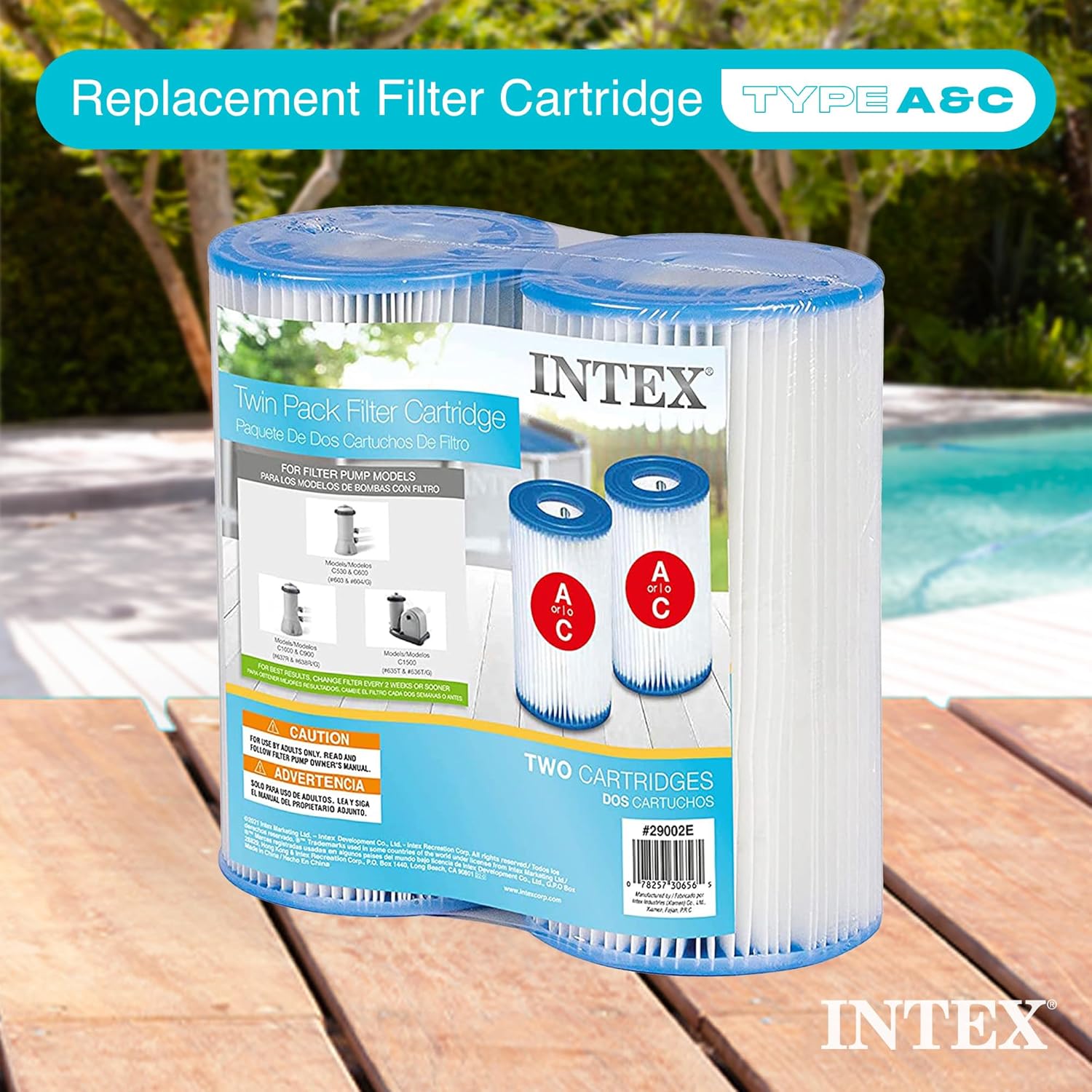 29002E Type A Pool Filter Cartridge: for INTEX Filter Pumps – Easy-to-Clean – Dacron Paper – Efficient Filtration –