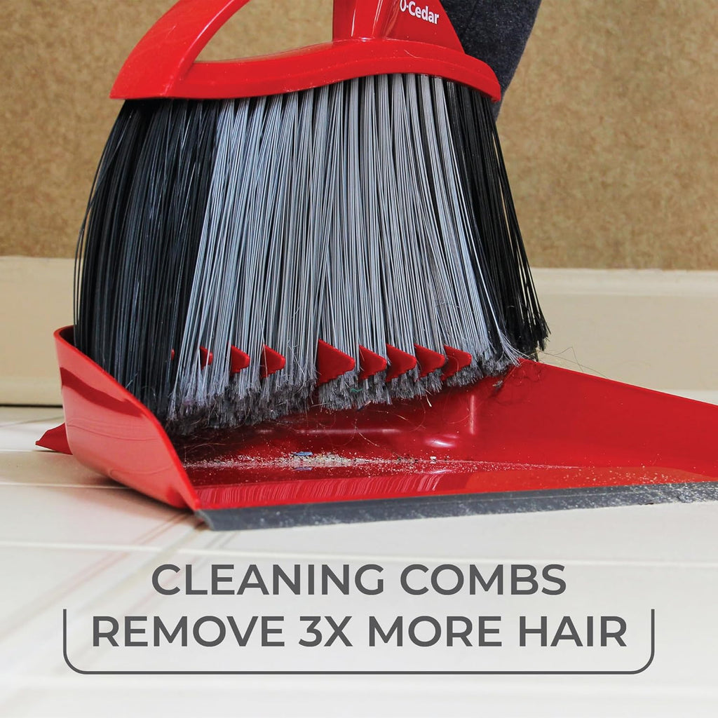 O-Cedar Pet Pro Broom with Step-On Dustpan | Remove 99% with One Sweep | Removes 3 Times More Pet Hair | Quiet