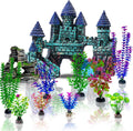 13 Pieces Aquarium Decorations Kit, Fish Tank Decorations Set Small Resin Castle and Rockery Betta Fish Cave Hideout