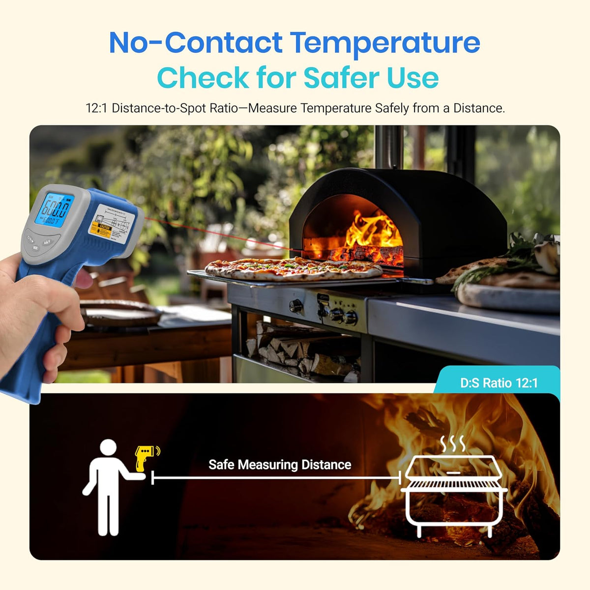 Infrared Thermometer Laser Temperature Gun 774, Blue