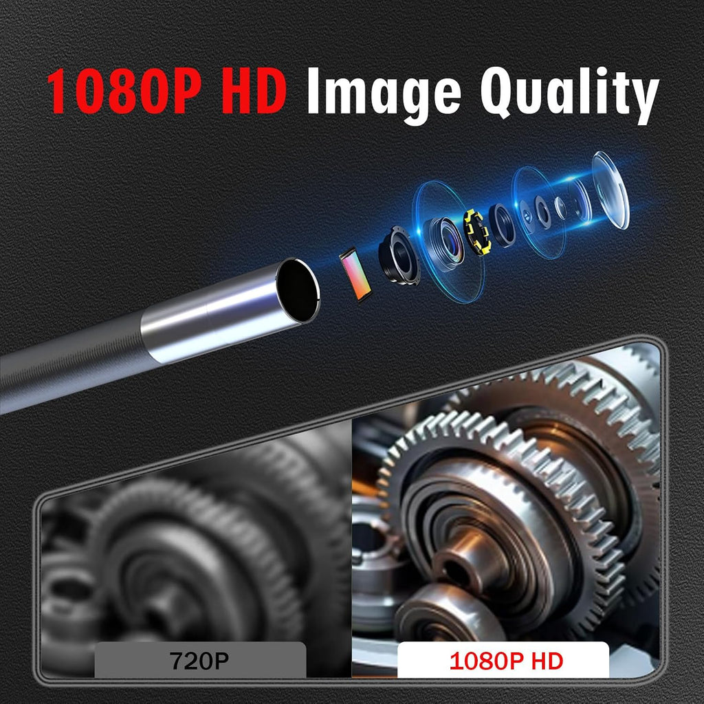 2-Way Articulating Borescope w/Light,0.24in Probe Endoscope for Auto Engine