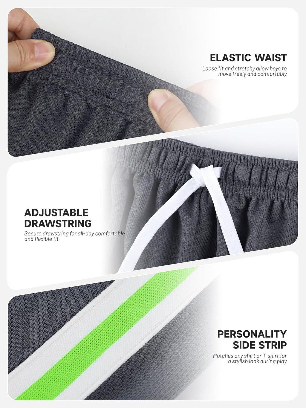 5 Pack Boys Athletic Shorts Mesh Basketball Soccer Quick Dry Shortss | Dry-Fit,Toddler Kids Clothes,Outdoor Active