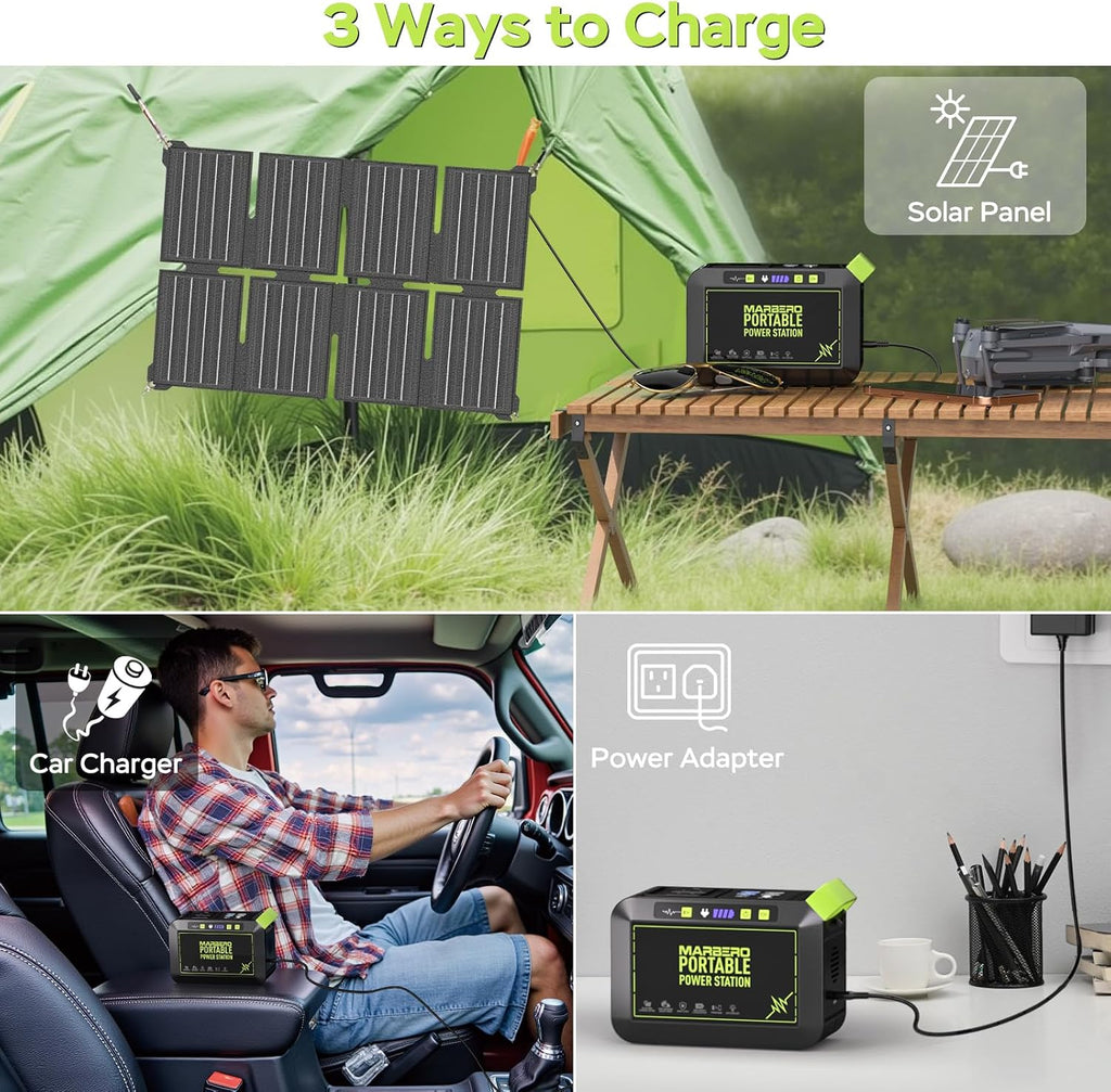 Solar Powered Generator 88Wh, 120W Surge with 25W Solar Panel Kit | Solar Generator with Panels Included Portable