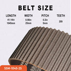 PODYORK STD S5M-1045 25mm Timing Belt 1-Pack Closed Loop for CNC Router