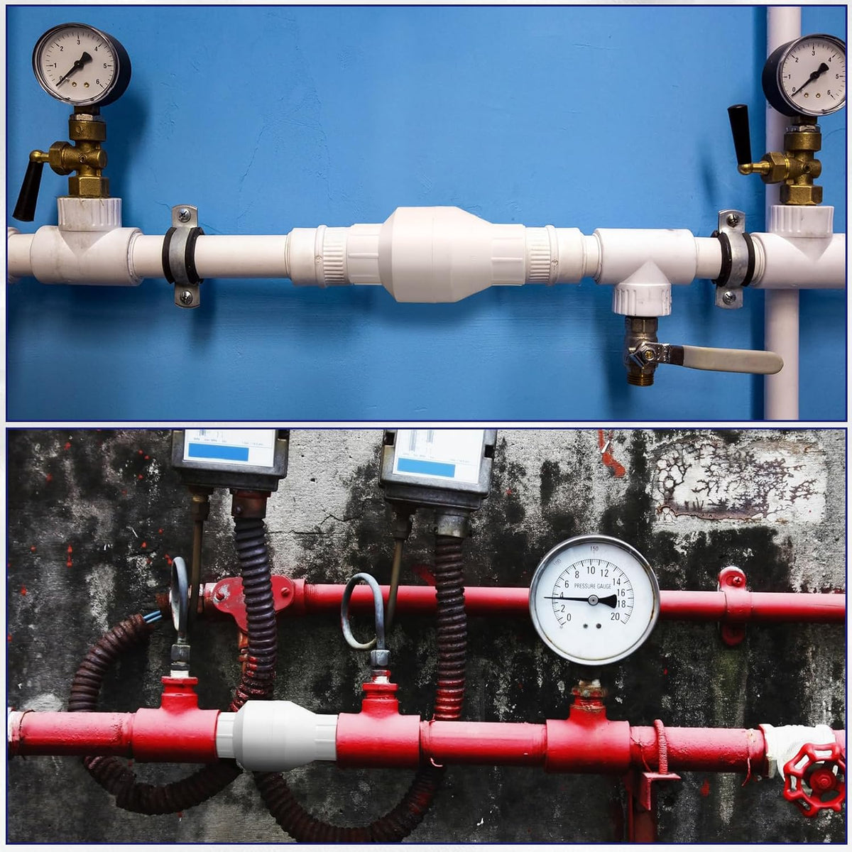 Geetery 4 Pcs 3/4 Inch PVC Inline Check Valve Solvent Connections White Plastic Backflow Preventer Pipe Fittings Check Socket Schedule