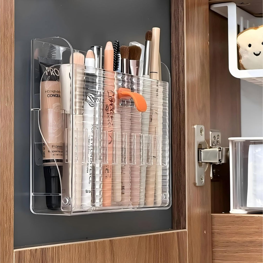 Wall-mounted Makeup Organizers, 16-Slot Eyeliner Lip Liner Organizer Holder, Makeup Organizer for Brush, Makeup