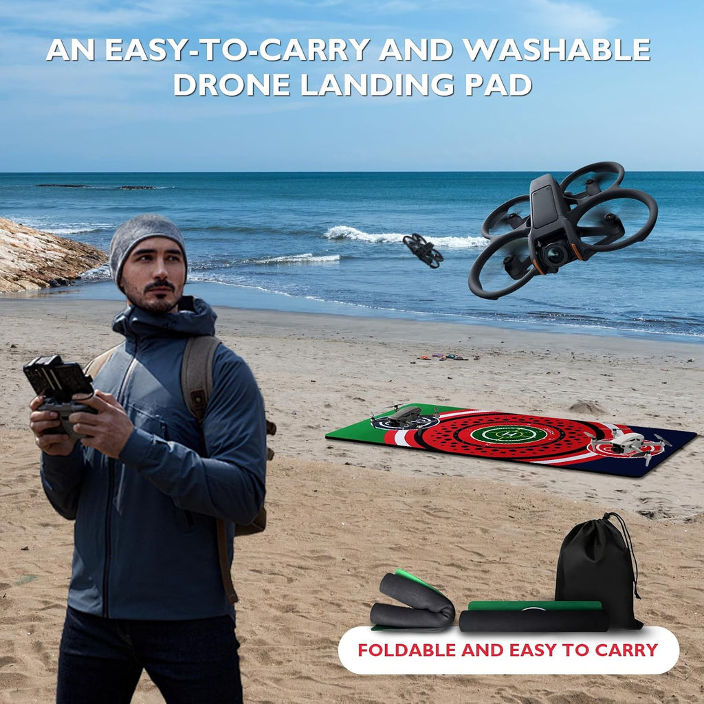 Universal Weighted Drone Landing Pad with Light, Waterproof Foldable Launch Pad, Easy Clean Helipad for Night Takeoff
