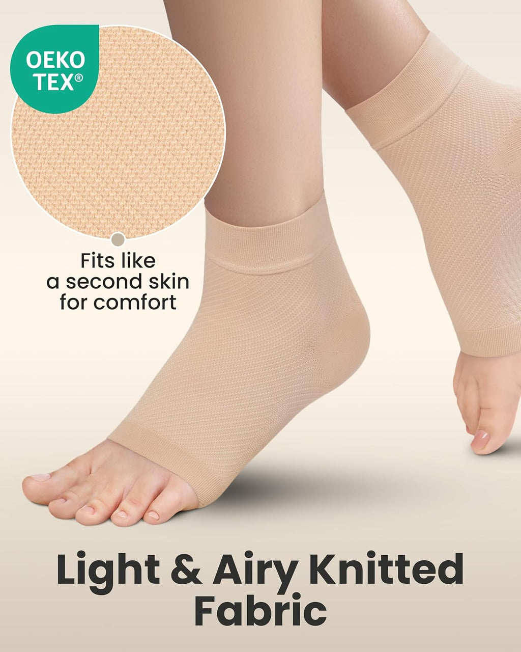 Ankle Compression Sleeve - 1-Pair, Plantar Fasciitis Braces - Open Toe Compression Socks for Swelling, Sprain