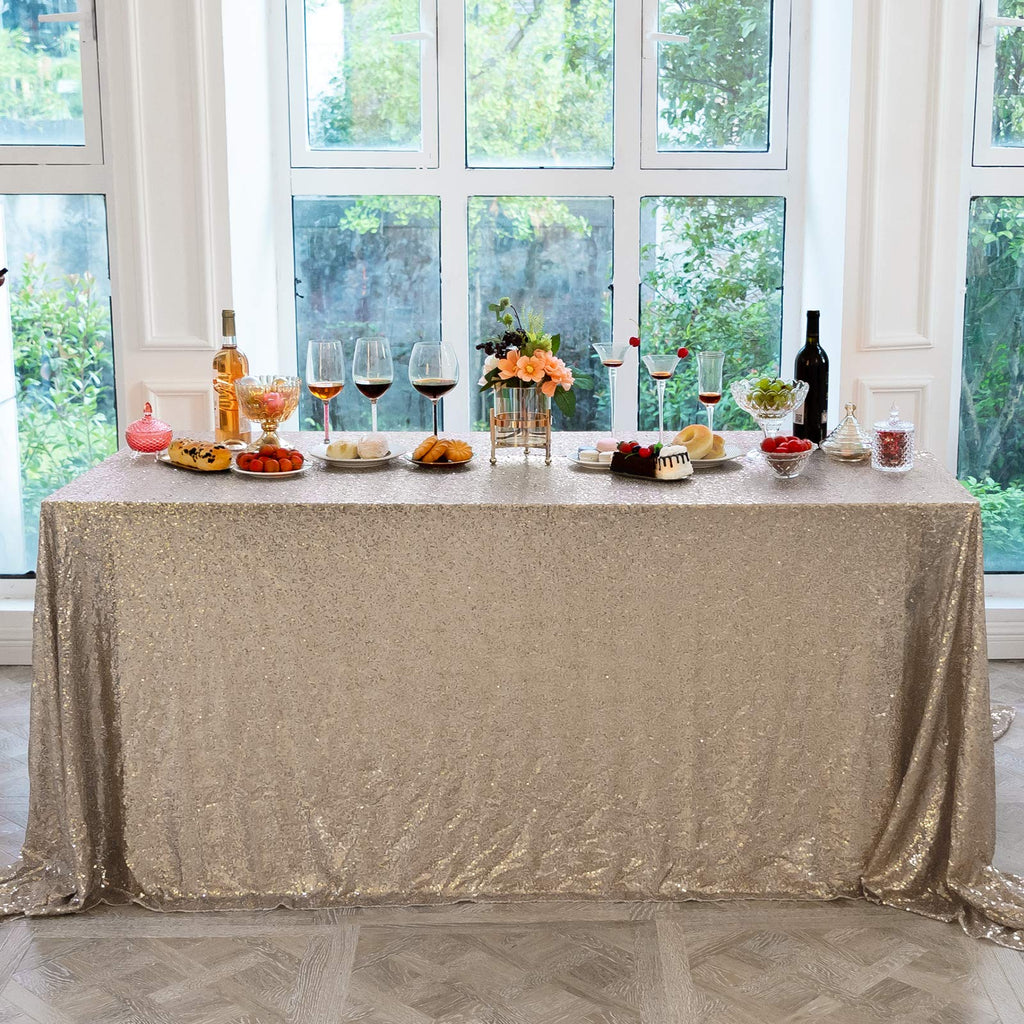 Champagne Sequin Tablecloth 90''x132''
