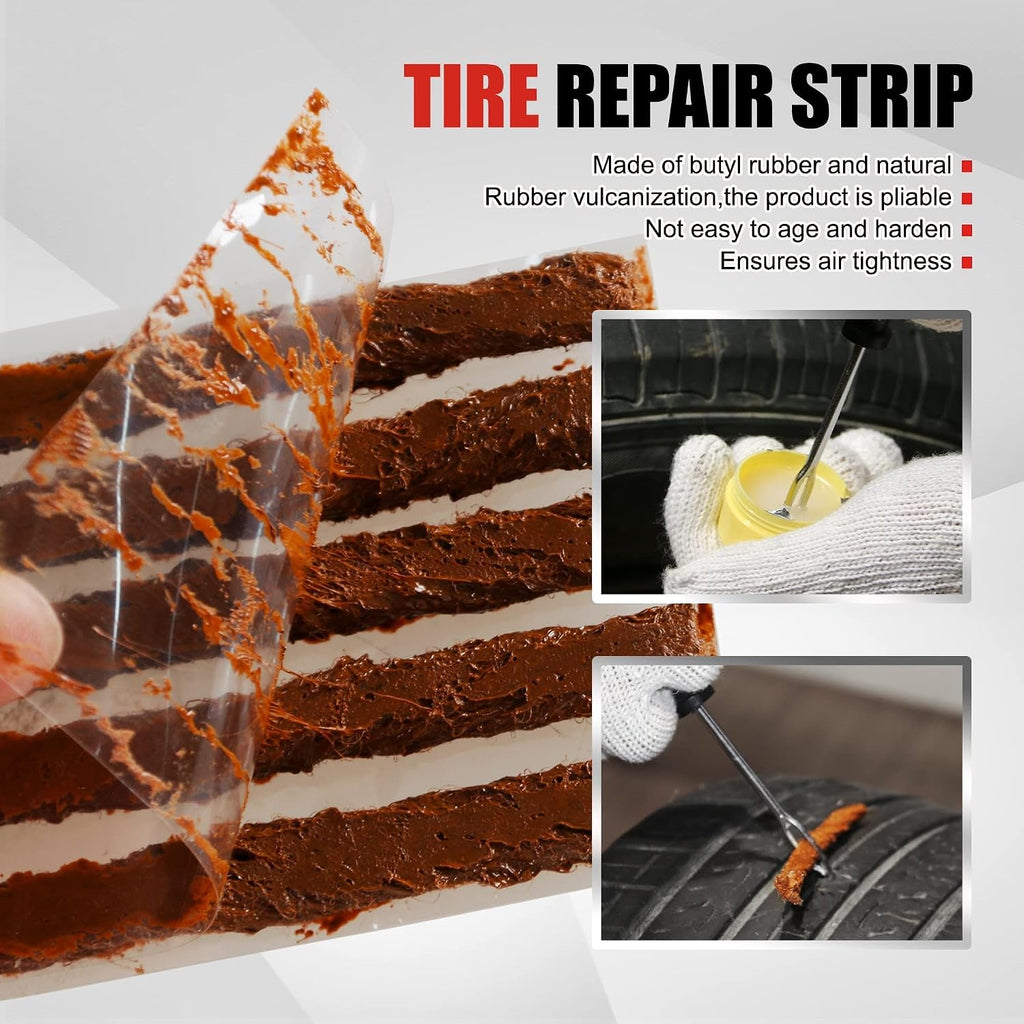 10-Piece Economical Tire Repair Kit – Flat Tire Plug Kit with T-Handle Tools, Storage Case – Fix Punctures Fast, –